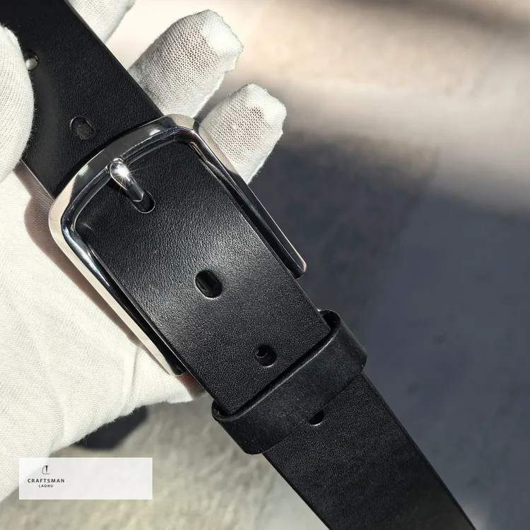 （工匠老奴手作）男款304不锈钢针扣+头层牛皮真皮简约商务休闲腰带