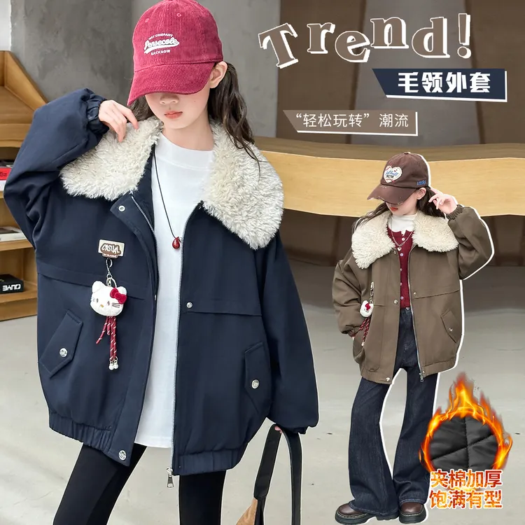 女童秋冬装派克服外套6-12岁潮款初中生2025炸街新款儿童加厚外套