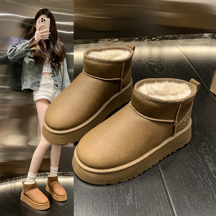 时尚雪地靴女款2025韩版冬季厚底防水防滑棉靴保暖加绒加厚大棉鞋