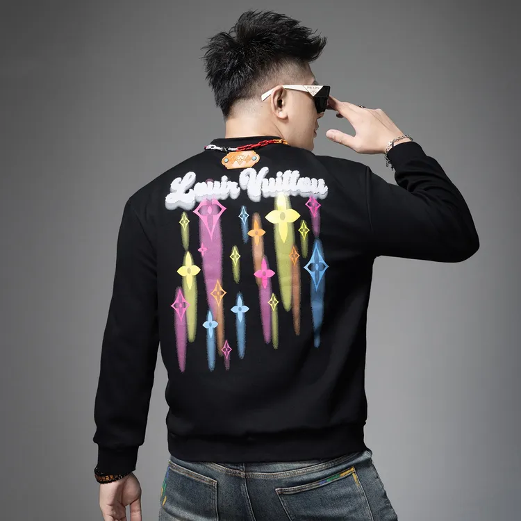 潮流高端男士字母印花圆领卫衣2025新款秋冬季潮牌休闲长袖T恤男