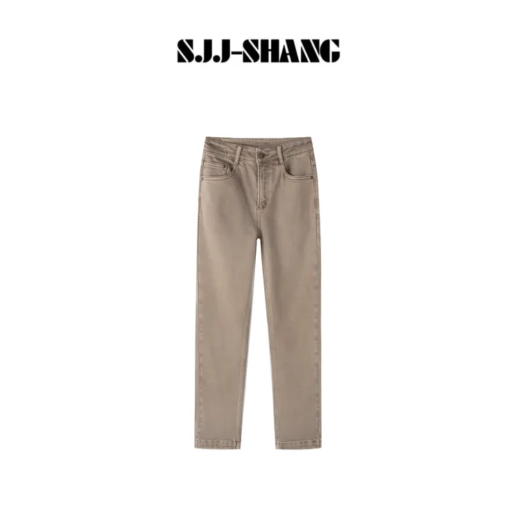 SJJ-SHANG【冬日沙茶】土耳其进口斜纹加绒保暖牛仔裤q136438p