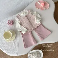 【实体现现】粉嘟嘟！女童毛衣背心秋季新品洋气女宝宝针织两件套