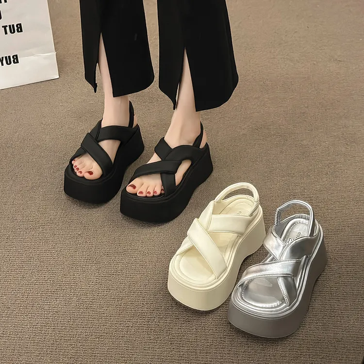 厚底凉鞋女2025夏季新款法式配裙子时尚沙滩鞋休闲百搭罗马凉拖鞋