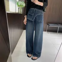 IMFLY金小金自制女装 牛仔裤DYK2800早秋假两件拼接女士新款裤子