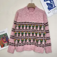 米莱Jiaer/新款时尚圆领休闲撞色立体感套头毛衣28798