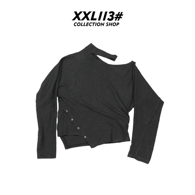 113* CENTRALIZED SHOP斜领抗起球露背长袖针织T恤X5F27H6784