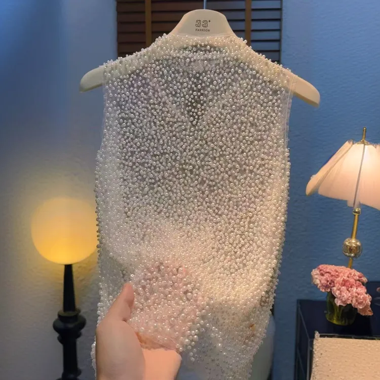 修身型新娘通勤百搭背心轻职风夏季重工千金风闪闪