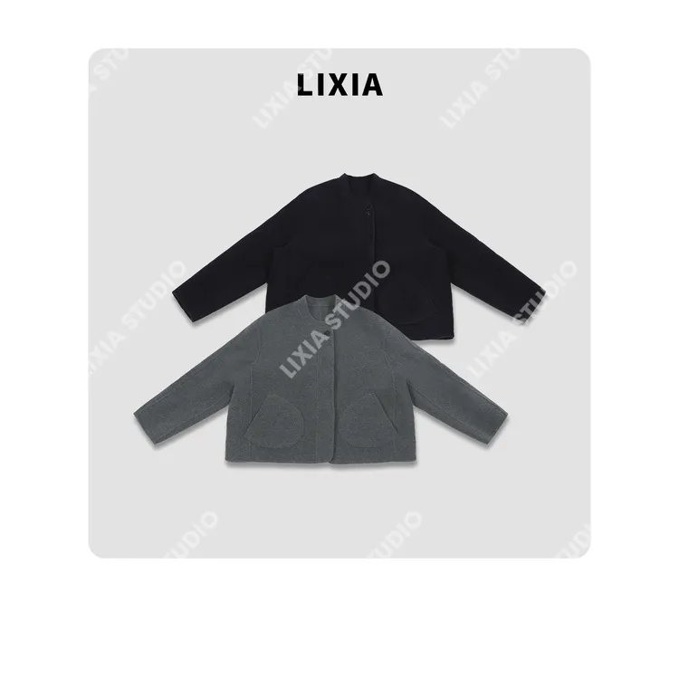 LIXIA【冬日轻晖】慵懒风法式极简澳洲羊毛加山羊绒外套-D9325