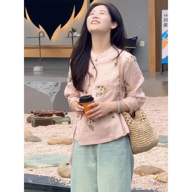 2025年早秋新款新中式国风上衣年轻款复古改良唐装轻奢高级感小衫