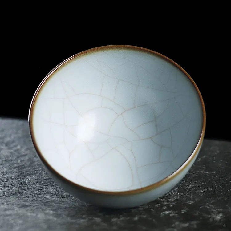 凝香阁 茶养开片铁胎月白汝窑普洱碗杯 陶瓷中式茶具茶杯主人杯