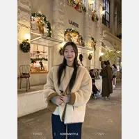 YSHUO【两穿元素】冬季翻领正反两穿上衣软糯绒感保暖宽松外套 9689