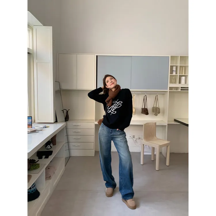 48H【超牛弯刀】加长超有设计感弯刀设计显瘦百搭质感牛仔裤25262