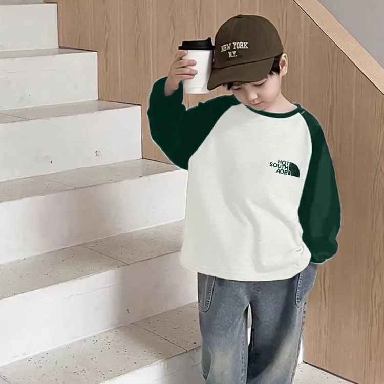 2025秋裤韩系字母T恤韩版儿童通用休闲长袖印花卫衣吸汗打底衫