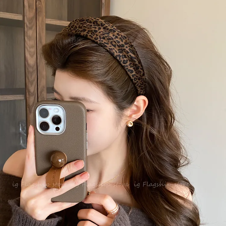 韩系复古豹纹宽边发箍女高颅顶头箍发卡日常外戴发饰洗脸压发头饰