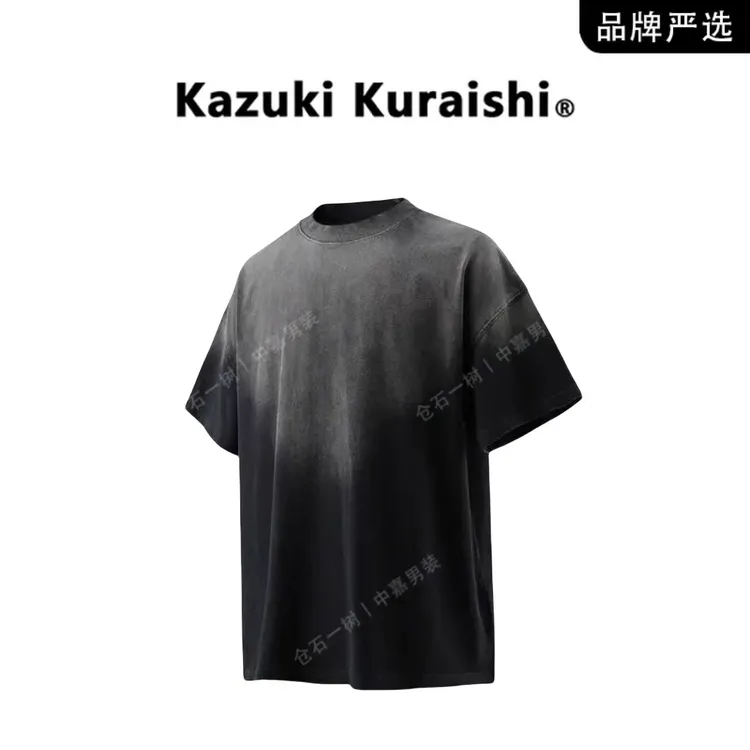 仓石一树【品牌撤柜】美式复古短袖T恤男夏宽松休闲水洗纯棉上衣