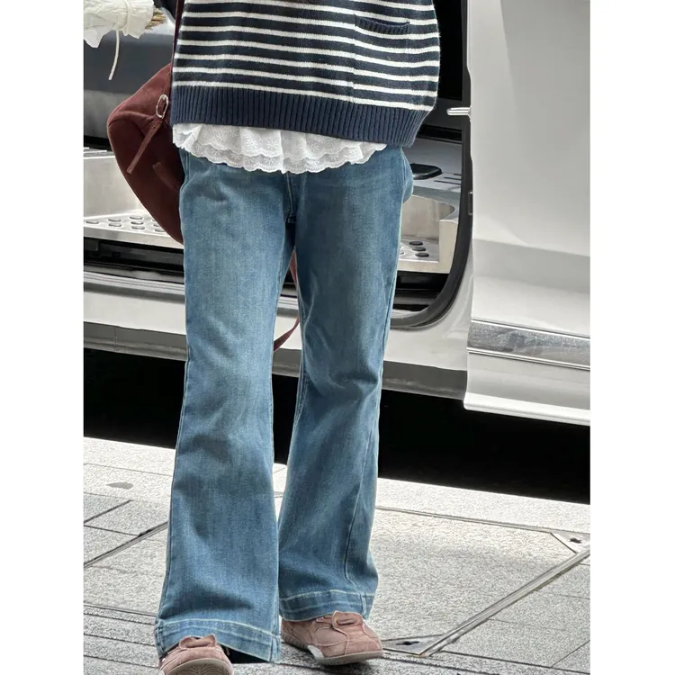 K29528孙小美韩系女童秋装牛仔裤儿童裤子2025新款春秋大童喇叭裤