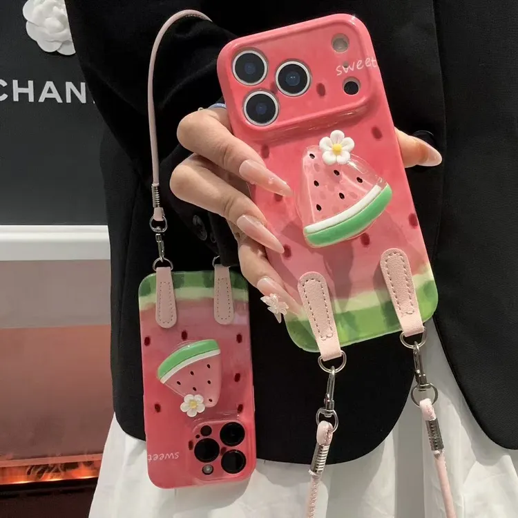 GGBond花朵西瓜支架挂绳适用苹果17/16菲林手机壳华为vivoppo小米