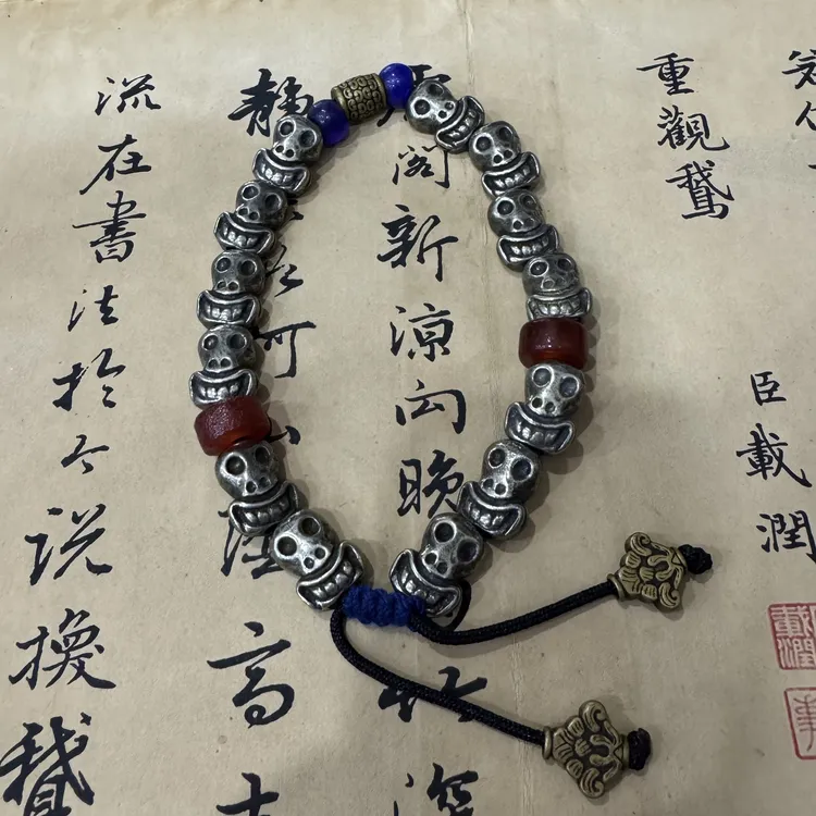 纯铜手链 白利玛铜骷髅头手链