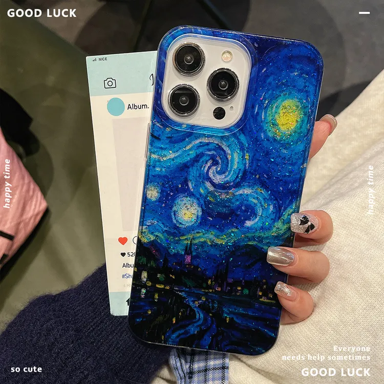 炫酷星空高级滴胶闪粉手机壳适用iphone16promax创意苹果15保护套