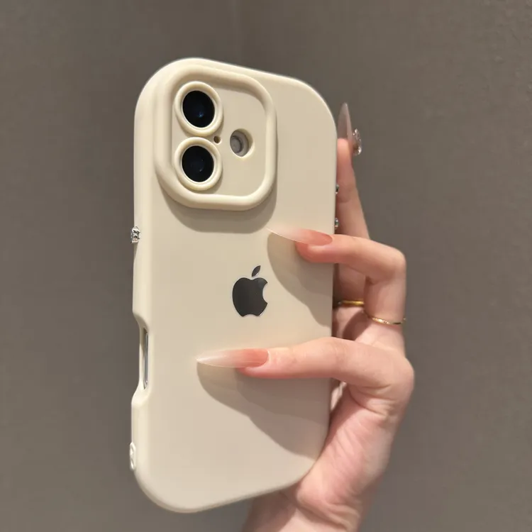 高级纯色椭圆适用苹果16promax手机壳可爱iPhone15时尚14简约13女