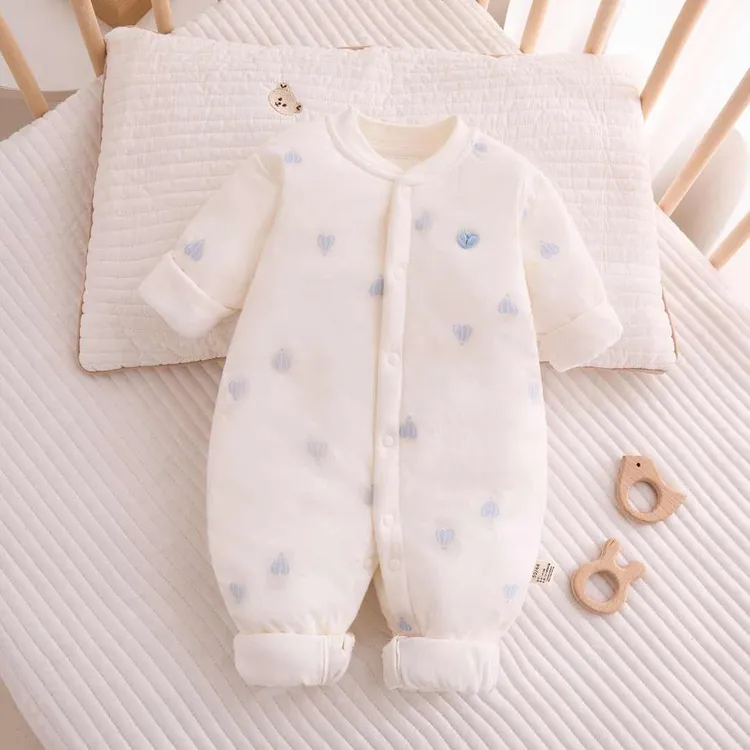 【专柜】婴儿秋冬40克夹棉连体衣无骨保暖哈衣宝宝新生儿棉袄棉服