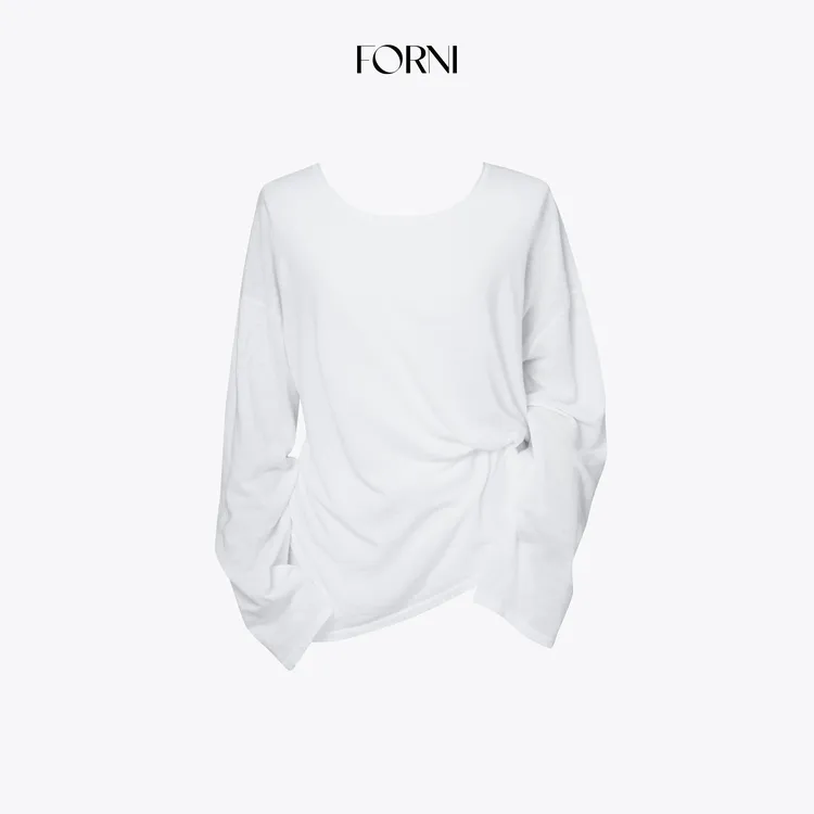 FORNI 空气罩衫 100棉高级时装感微透宽松长袖空气罩衫