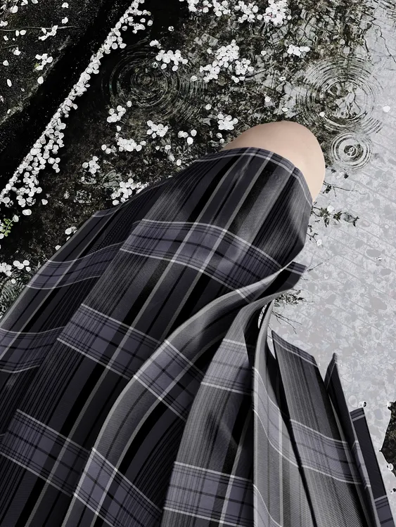 【阴雨季】木桜原创正版JK暗黑紫半身裙日系学院风格裙百褶裙铜扣jk