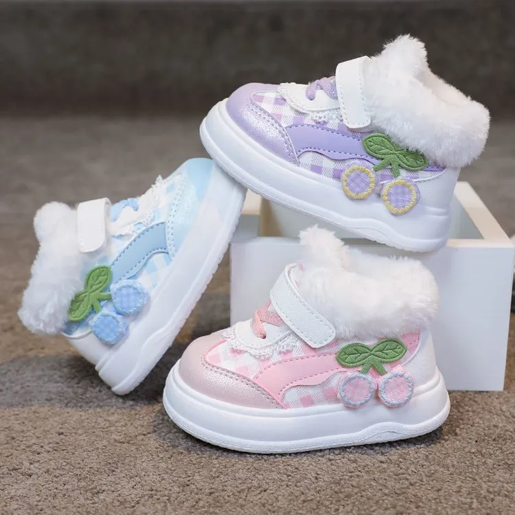 女宝宝学步鞋棉鞋冬季加绒女童鞋子冬款大棉软底运动鞋小童保暖鞋