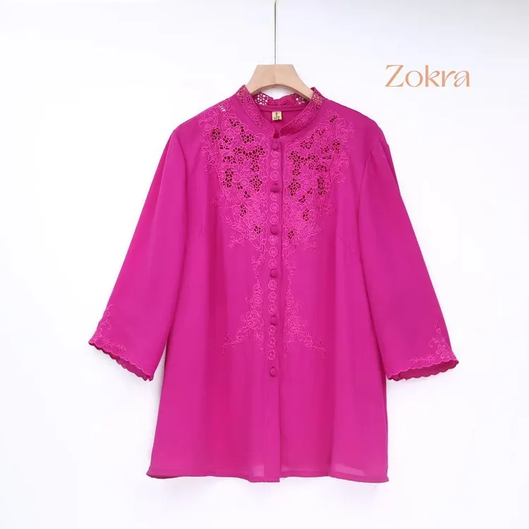 2025年爆款手工刺绣立领蕾丝上衣 10