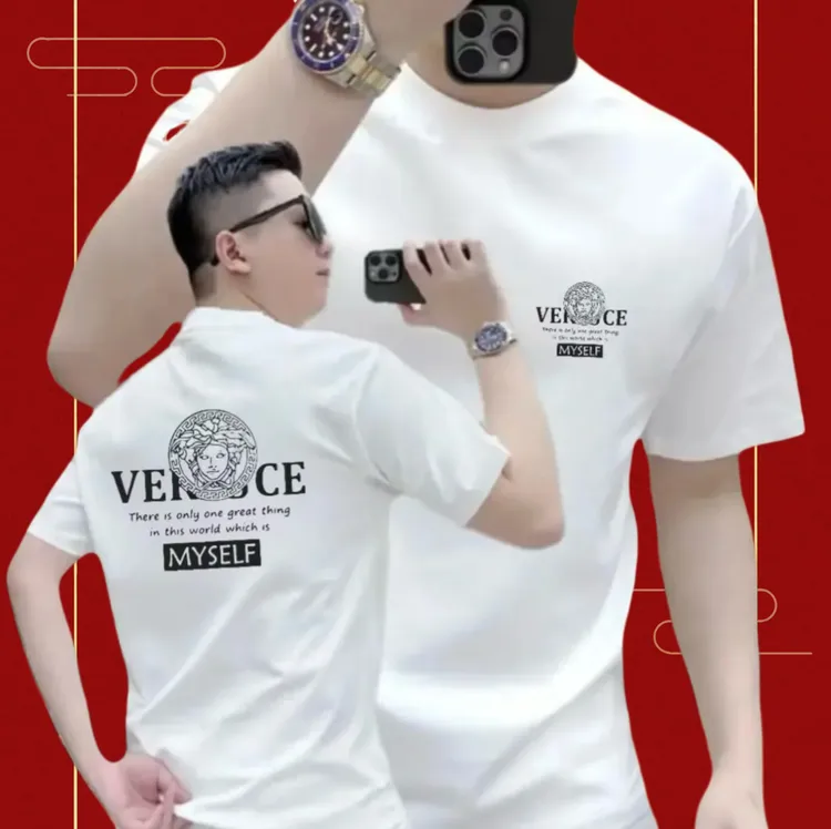 2025年春夏季时尚潮半袖T恤男士圆领高品质潮流修身ins短袖上衣