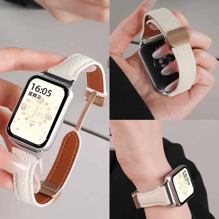 适用红米watch6表带荔枝纹小蛮腰磁吸红米watch6小米手环9pro秋冬