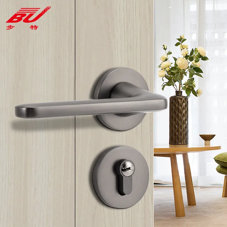 灰黑门锁室内卧室房门锁木门锁具房间分体门把手静音磁吸门锁