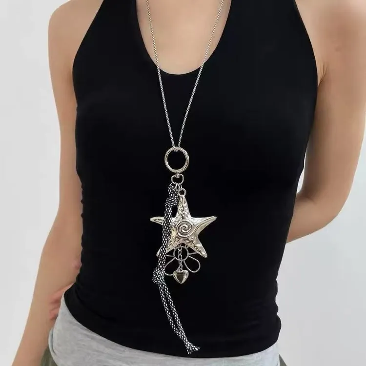 合金项链 韩系甜酷冷淡风星星花朵项链y2k辣妹小众设计感包包挂饰