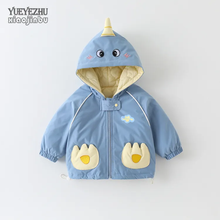 婴儿棉服外套秋冬男宝宝加棉冲锋衣初冬韩版卡通连帽上衣薄棉衣潮