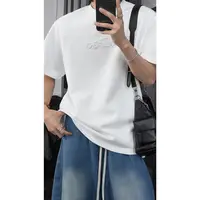 龙叨叨夏季新品小众珍珠logo设计感短袖T恤男圆领简约百搭上衣潮