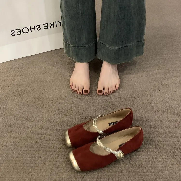 【旗舰新品】法式复古方头平底玛丽珍鞋女鞋子新款春季温柔晚晚鞋