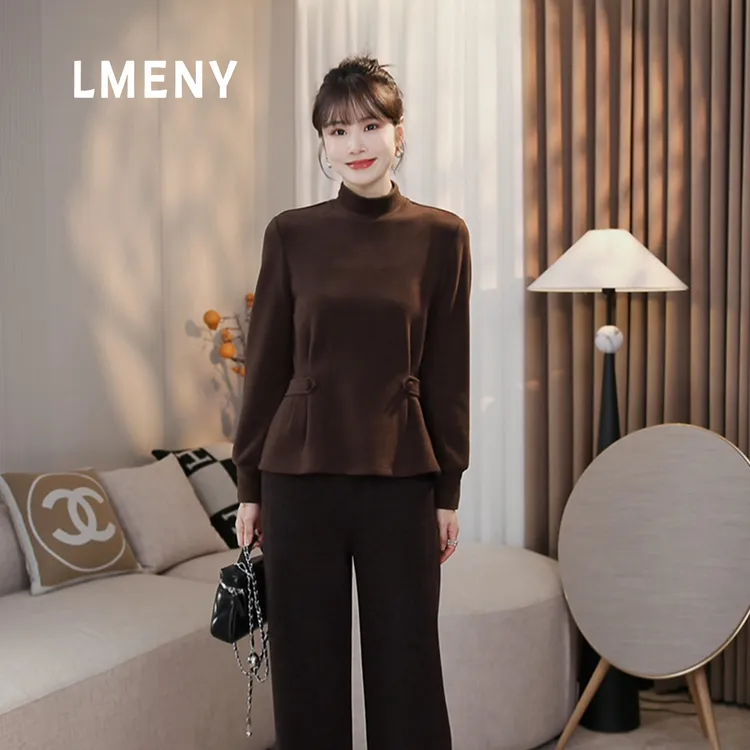 LMENY”掐腰打底“加绒打底衫女25冬新款半高领高弹长袖内搭25DT009