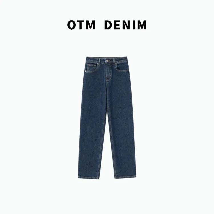 OTM DENIM【清欢】复古水洗休闲牛仔裤女士深色新款秋冬直筒裤