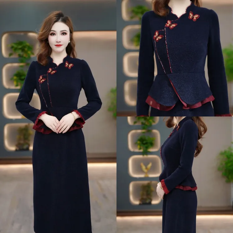 冬季显瘦连衣裙2025新款气质时尚减龄修身收腰打底裙CY25Y3858款