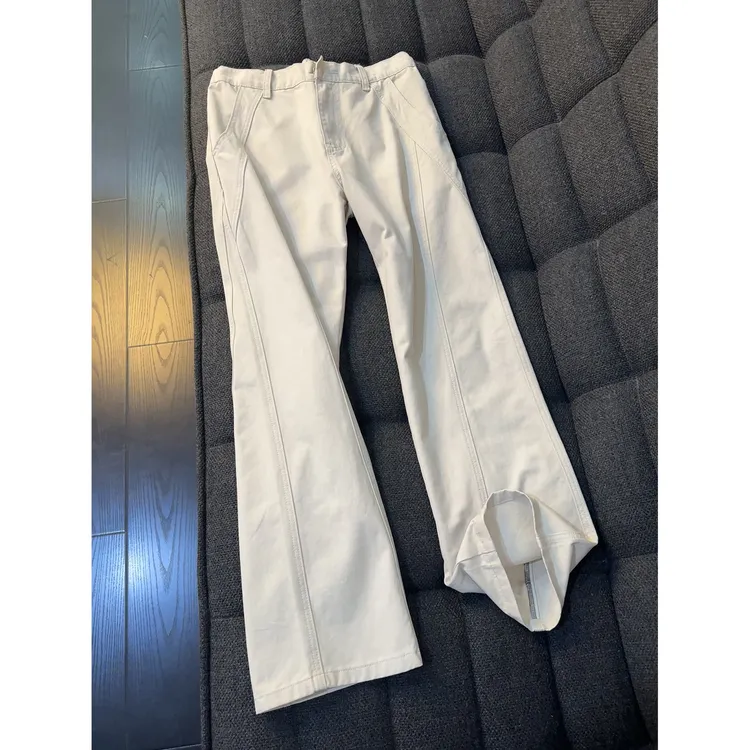 美式水洗斜切牛仔裤男款高腰显腿长直筒裤子纯棉显瘦工装休闲长裤