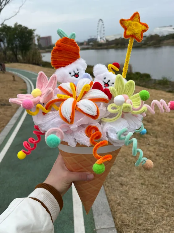 【爱宝】创意扭扭棒线条小狗花束材料包三八妇女神节礼物汽车装饰