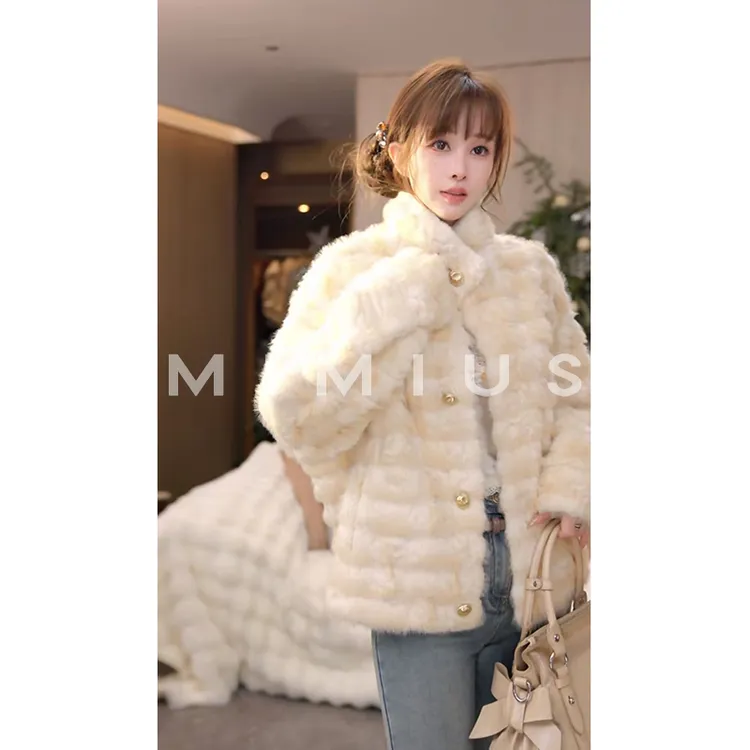 【mimius】P 定染渐变感立领毛毛外套 G12081