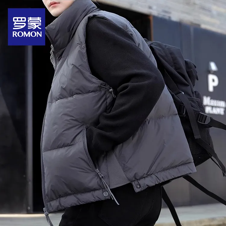 罗蒙羽绒马甲男款冬季无袖保暖背心立领2025新款轻薄百搭外套男装