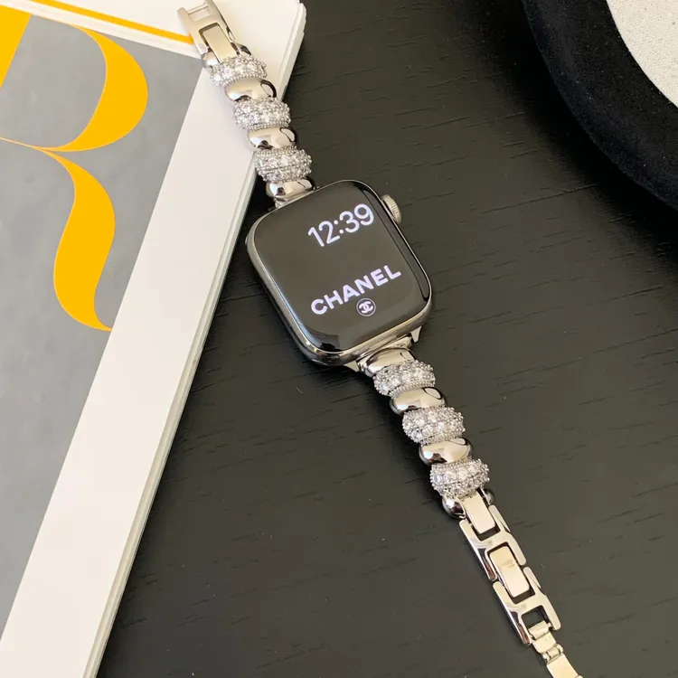 适用荣耀手表2i表带扭扭麻花镶钻纯铜链条荣耀手表5/4表带女生