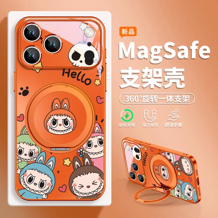 可爱拉布布适用苹果17pro手机壳华为pura80/mate70磁吸支架小米15
