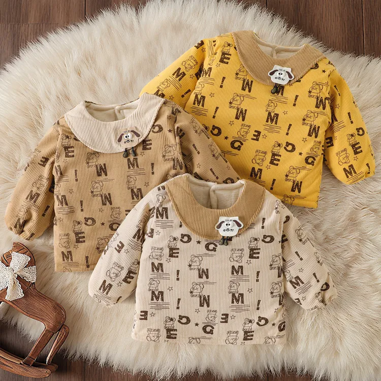 宝宝罩衣秋冬外穿加绒洋气女童反穿衣婴幼儿防脏罩衣儿童1-3岁