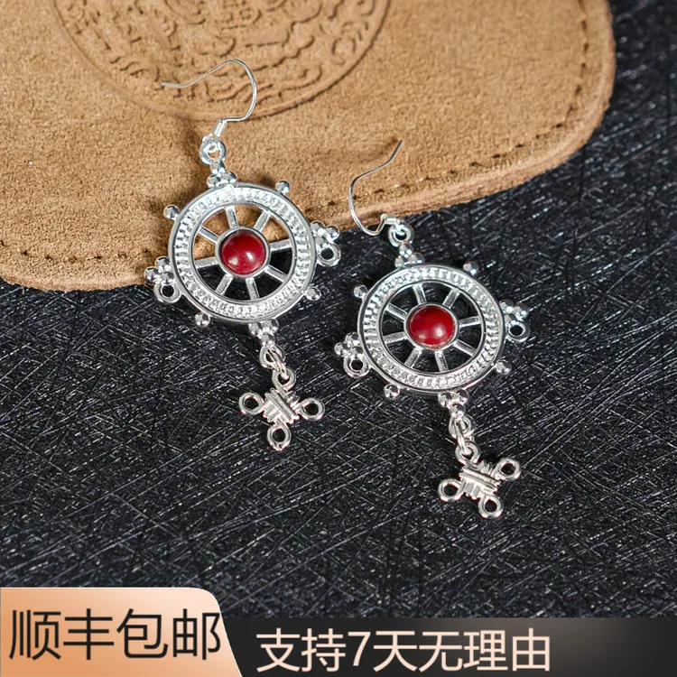 A4新款百搭气质复古个性流苏国风手工古典银耳钩耳饰