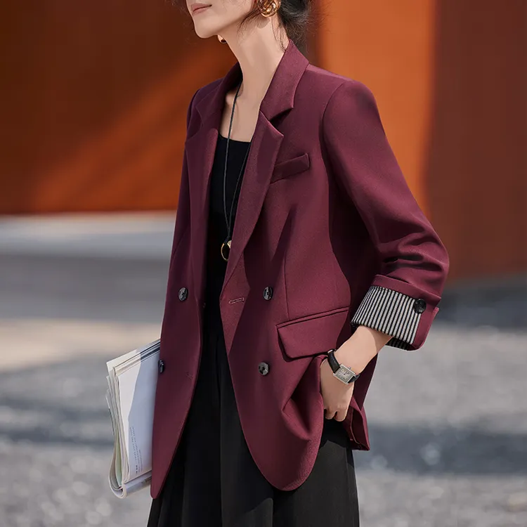 梅子色西装外套女2025新款春秋季今年流行小个子炸街休闲西服上衣