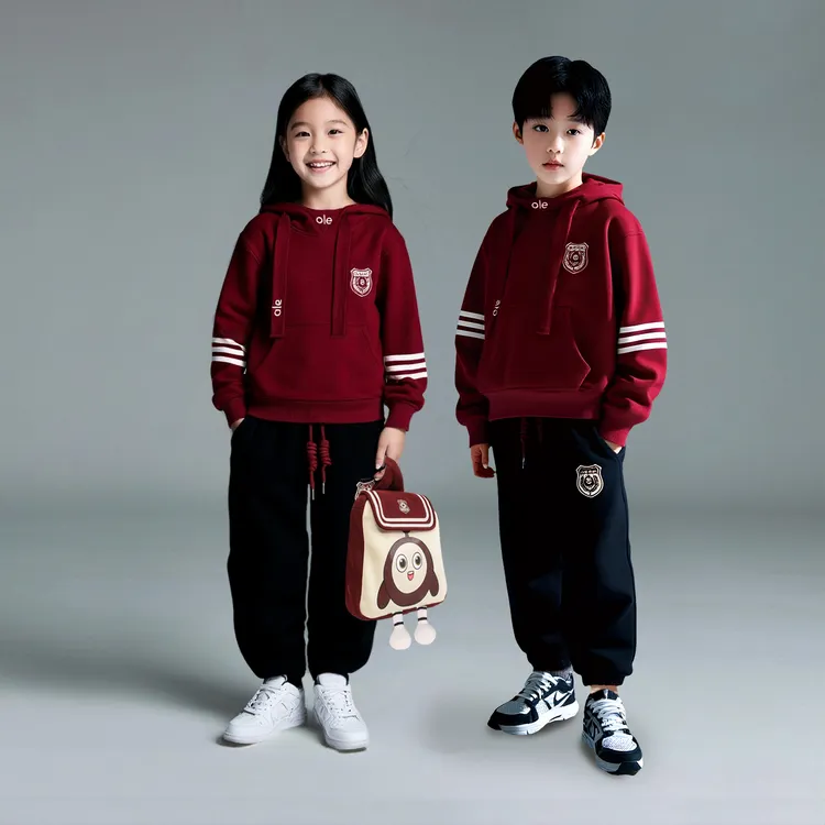 2025男童女童卫衣套装儿童时尚运动风童装连帽上衣俩件套D3S5-954