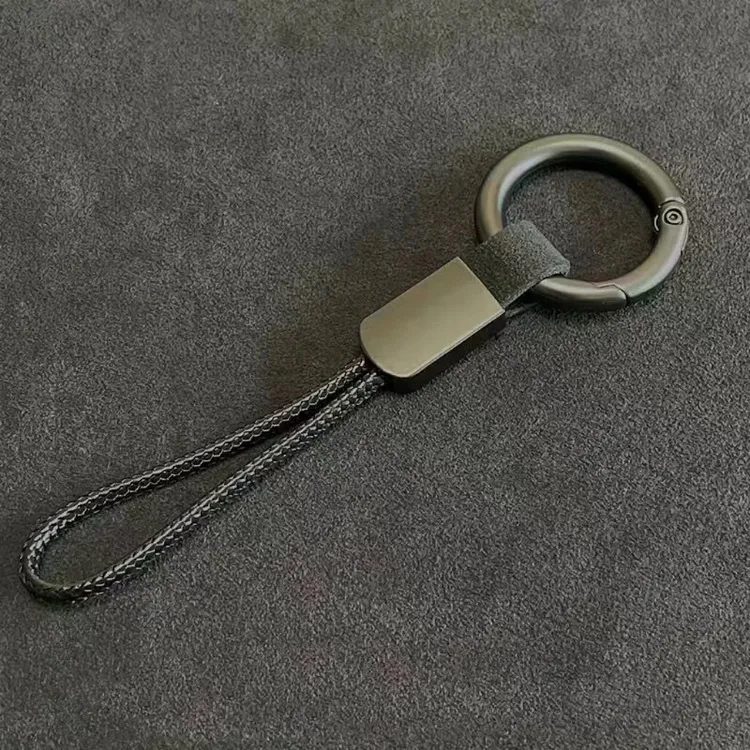 汽车钥匙扣高档翻毛皮个性高端简约创意性编绳男女挂绳